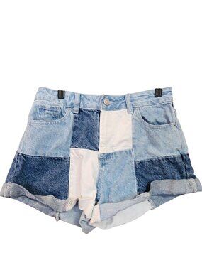 Pacsun Womens Patchwork Denim Mom Shorts High-Waisted Cuffed Size 25